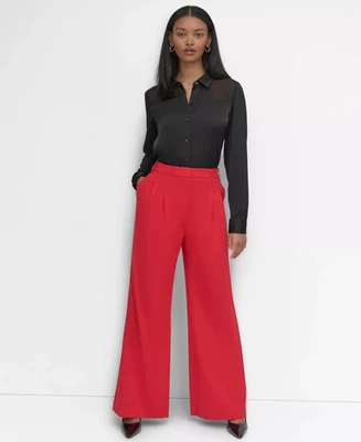Pantalones DKNY para mujer cintura alta pierna ancha rojos talla 2 precio de venta sugerido por el fabricante 99 USD Foto 1 de 4