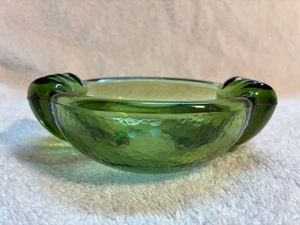Federal Art Deco Glass Ashtray Green Color King Design Vintage - Picture 1 of 3