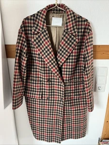 Hugo Boss Damen Mantel Braun schwarz rot kariert Gr.38Wolle Polyester Polyamid - Bild 1 von 11