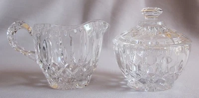 Conjunto Sugar Bowl e Creamer Gorham Crystal King Edward Pattern - Imagem 1 de 4