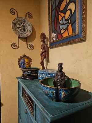 Chino Cloisonne Bowl Era República Motivo Dragón China HAZ UNA OFERTA Foto 1 de 4