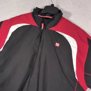 Wilson Mens Jacket Windbreaker Full Zip Mesh Lining Long Sleeve Red Size XXL - Picture 1 of 9