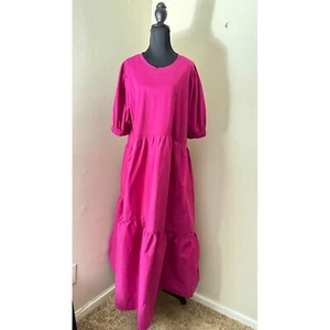 Melloday Tiered Maxi Dress Puff Sleeve Pockets Casual Summer Dress Boho Chic - Picture 1 of 11