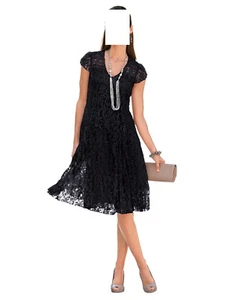 Together SPITZEN KLEID SCHWARZ IN CRASH OPTIK GR. 42 0617131761 - Bild 1 von 3