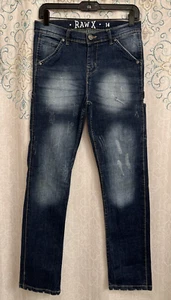Boy's Raw X Stretch Carpenters Dark Distressed Denim Jeans Size 14 (30"x29") - Picture 1 of 8