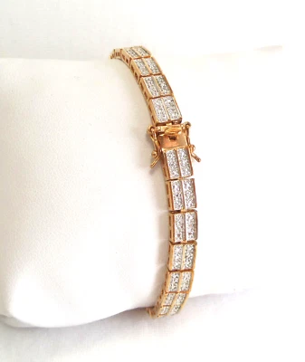 VTG 925 Sterling 2 Tone Bracelet 8 -1/4” Long Embossed -1/4” Wide 16.8 Grams - Image 1 of 4