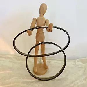 2 Metal Embroidery Hoops Spring Tension Cork Lined Cross Stitch Sewing Vtg (M30) - Picture 1 of 16