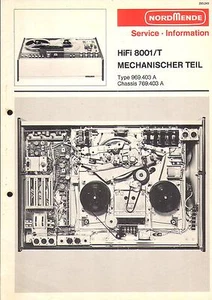 Nordmende Service Manual für Tonband HiFi 8001/T  mechan.Teil m. Schaltplan Copy - Picture 1 of 1
