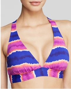Women's Tommy Bahama Stripe X-Back Bikini Top V-Neck Swimsuit Size L 5073 - Picture 1 of 2