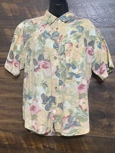 Sadlebred Button Down Hemd Damen Large Aquarell Pastell Blumen Leinenmischung - Bild 1 von 20