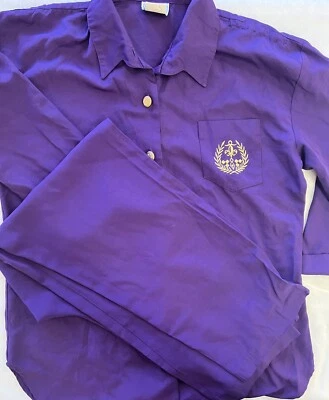 Conjunto Vintage Bedford Fair 2 peças Ouro Roxo 3/4 Mangas de Punho Cintura Elástica Tamanho 16 EVC - Imagem 1 de 4