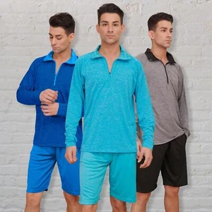 Conjunto de pijama de verano de algodón con cremallera y pantalones cortos coordinados para hombre - Imagen 1 de 6