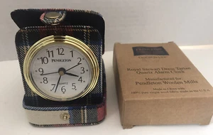 Pendleton Woolen Mills Travel Clock 100% Wool Royal Stewart Case 3”x4”x1” - Picture 1 of 12
