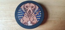 Sioux Falls Wiener Dogs Official Game Puck USHL Stampede Dachshund Close up