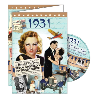 RETROCO 1931 DELUXE BIRTHDAY CARD With DVD Of The Year. 94th Birthday. Greeting Card
