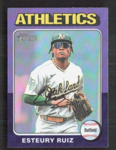 2024 Topps Heritage Hot Box refractor cromado púrpura #300 Esteury Ruiz - Imagen 1 de 2