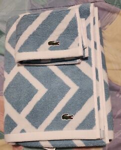  Lacoste Shadow Diamond Bath Towel / 1pc Hand Towel Set New with tags