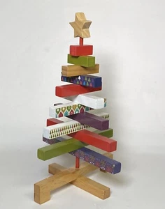 3D Rotating Wooden Christmas Tree 11” Desktop Tabletop Wood Decoration Holiday - Picture 1 of 11