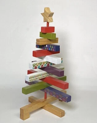 3D Rotating Wooden Christmas Tree 11” Desktop Tabletop Wood Decoration Holiday - Image 1 of 4