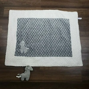 Mary Meyer Afrique White Gray Giraffe Baby Blanket & Knit Stripe Rattle Toy - Picture 1 of 3