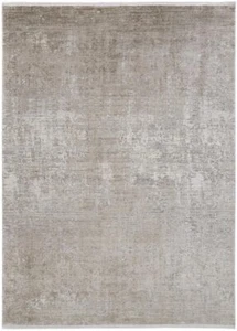 5' X 8' Tan Ivory And Gray Abstract Power Loom Distressed Area Rug With Fringe - Picture 1 of 1
