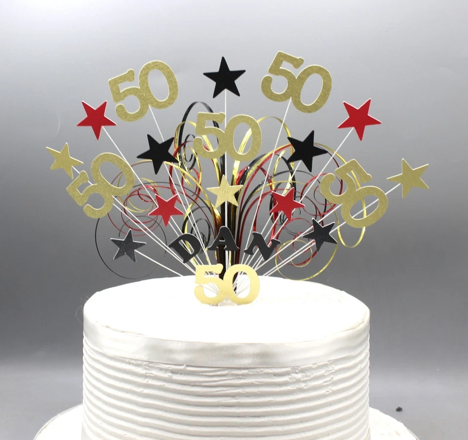 Decoración de pastel de cumpleaños 18 21 30 40 50 60 70 estrellas 016 Foto 1 de 1