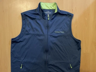 vineyard vines Size Large Blue/Neon Green Performance Golf Vest 100% Polyester - Image 1 of 4