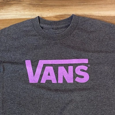 Vans Men's Short Sleeve Crewneck Tee Shirt Medium Charcoal Grey Purple Logo - Image 1 of 4