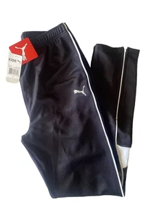 Puma Pants Youth L 14-16 Casual Logo Track Pants Black & White NWT - Picture 1 of 3