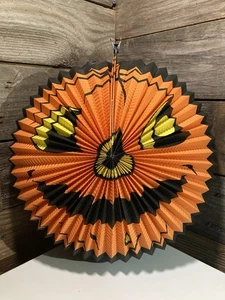 Vintage Accordion Pleated Jack o Lantern Pumpkin Paper 2 Sided Halloween RARE - Picture 1 of 9