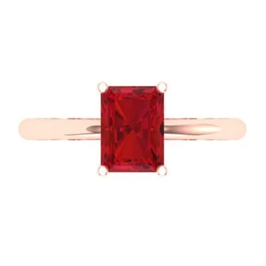 1.75 cttw Solitaire Simulated Ruby Engagement Ring - 14K Solid Gold (Rose Gold) - Picture 1 of 11