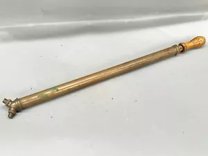 ANTIQUE BRASS PUMP SPRAYER WOOD HANDLE GARDEN WATER ROSE SYRINGE - Picture 1 of 9