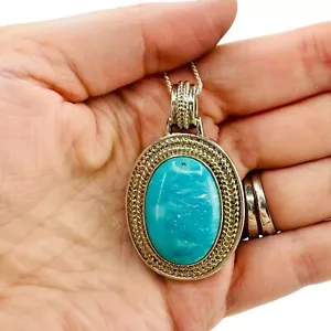 Whitney Kelly Sterling Silver Turquoise Pendant Necklace Southwestern Designer - Picture 1 of 11