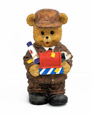 FIG004- Fuzzy Resin Teddy Bear Postal Worker 10 ¾” Vintage