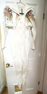 Vintage 80s Cache NWT Jumpsuit White Embroidered Accents XXS/XS
