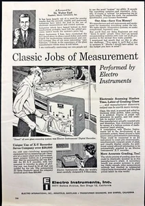 Electro Instruments Electronic Scanning Equipment San Diego CA Print Ad 1963 - Picture 1 of 5