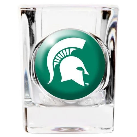 Michigan State Spartans 2 Ounce Square Shot Glass [NEW] NCAA Drink Bar Glass Cover