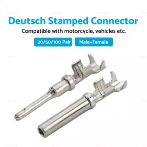 20/50/100 Pair Deutsch Solid Terminal No.16 Stamped Contact Pins Male Female - Picture 1 of 13