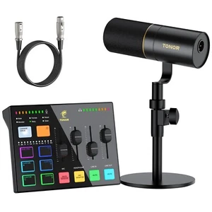TONOR Podcast Equipment Bundle,Gaming Audio Interface and XLR Dynamic Microphone - Picture 1 of 10