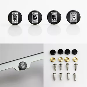 Laser Etched Black Aluminum Rolls Royce License Plate Frame Bolt Screw Cap Cover - Picture 1 of 6