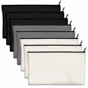 8 Pack Blank Cotton Canvas DIY Craft Zipper Bags Pouches Pencil Case for Make... - Picture 1 of 6