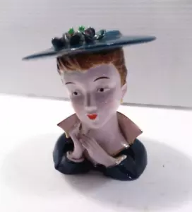 Beautiful Vintage Lefton Lady Head Vase #70565 one Chip on bottom 5" By 4.75" - Picture 1 of 7