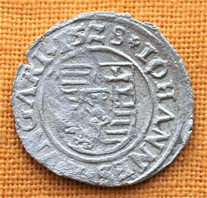 Medieval Silver Coin - Zapolya Johannes Silver Denar. 1528. K - T , Madonna - Picture 1 of 2