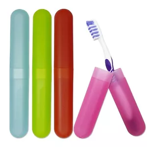 Toothbrush Case Travel Cover ~ Plastic Holder, Store Clean Brushes on Holidays - Picture 1 of 14