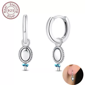 KUNSIR 925 Sterling Silver Hoop Mirror Drop Dangle Earrings Lightweight Earrings - Picture 1 of 7