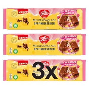 3x Freia Fizzy Bringebær og Marengs Melkesjokolade 190g - Norwegian Chocolate - Picture 1 of 3