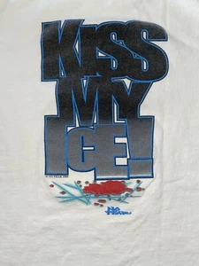 No Fear Hockey Graphic Print T Shirt Mens L Kiss My ICE! 1995 Vintage USA MADE - Picture 1 of 7
