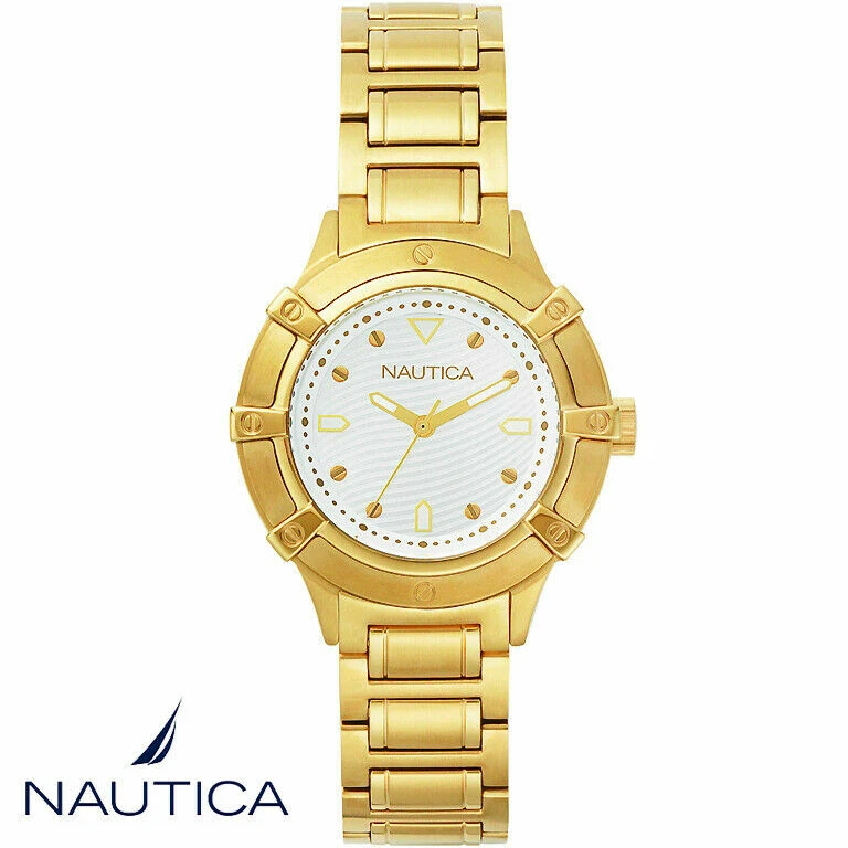 Nautica NAPCPR004 Capri white gold Stainless Steel Women's Watch NEW - image 1 of 1