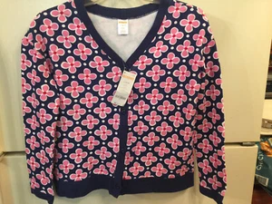 $33 NWT GYMBOREE Large 10-12 Cotton Button Front Pink Flower Cardigan Sweater - Picture 1 of 2