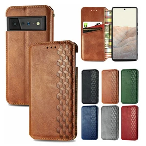 For Google Pixel 9 Pro XL 9A 7A 6A Magnetic Leather Flip Wallet Kickstand Case - Picture 1 of 17
